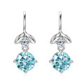 Sterling Silver Ear Hooks with Zircon and Pink Diamond, Clearance Sale with Free Shipping-0-4