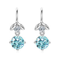 Sterling Silver Ear Hooks with Zircon and Pink Diamond, Clearance Sale with Free Shipping.-Style F [Clearance Sale with Free Shipping] Moissanite 6.5mm  925 Silver
