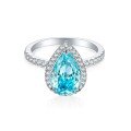 wholesale S925 Sterling Silver 4ct Colorful Gemstone Ring for Women, High-End Flame Ice Flower Cut High-Carbon Diamond Exaggerated Design-0-10