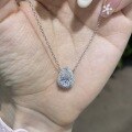 wholesale S925 silver gold-plated hypoallergergic, HW classic same style 2-carat teardrop full moissanite women's daily necklace-0-4