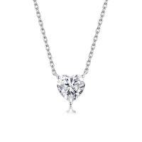 wholesale S925 silver plated with 18k gold, classicthree-claw heart-shaped 8mm moissanite passes diamond tester instantly, women's necklace-Heart-shaped 2 carats 45cm
