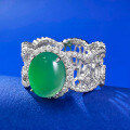 wholesale 925 Silver Plated High Ice Green Chalcedony Elegant Large Cabochon 8*10 Agate-0-1