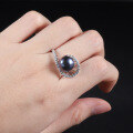 wholesale S925 Sterling Silver Natural Freshwater Pearl Ring, Fashionable and Unique, Elegant and Lightly Luxurious, Set with 10mm Bread-Shaped Pearl Ring-0-3