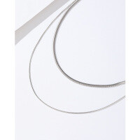 wholesale 925 Sterling Silver Stacked Double Layer Snake Chain Necklace for Women, Hip-Hop Niche Minimalist High-End Sense Versatile Collarbone Necklace-Double-layer snake bone necklace white gold about 11.6 grams 925 silver