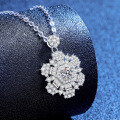 S925 Sterling Silver Luxury Moissanite Sunflower Full-Diamond Necklace Wholesale-0-0