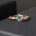wholesale S925 Sterling Silver Gold-Plated Ins Style Fresh and Minimalist Gemstone Ring with Natural Moss Agate, High-End Feel-0-2