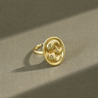 wholesale S925 Sterling Silver Korean Style Personalized Ellipse Design Ring, INS Minimalist Geometric Smooth Circle Plate Open Adjustable Ring for Women-Platinum [No. 13/Adjustable] Opening adjustable