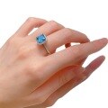 wholesale S925 Silver 8*8 Aquamarine Diamond Ring, Daily Fashion for the Wealthy Lady, Mu Jing Jewelry New Product Live Stream New Release-0-4