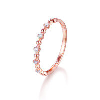 wholesale 18K Rose Gold Plated Fashion Commuter Diamond Ring for Women, Ins Fresh and Sweet Style, Set with Zircon, Gift-9K Gold-Moissanite 13#