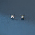wholesale S925 Sterling Silver Inlaid Diamond Eight-Pointed Star Earrings, Korean Style Fashion Ins Trend Niche Ear Jewelry for Women M05166-0-3
