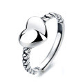 wholesale S925 Sterling Silver Vintage Retro Polished Heart Versatile Minimalist Design Adjustable Ring for Women-0-5