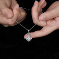 18k Gold-Plated S925 Silver 6*6mm Princess Cut Moissanite Pendant Necklace with Full Diamond Accents-0-2