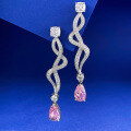 wholesale S925 silver new jewelry imported high-carbon diamond 7*11 pink diamond teardrop earrings, popular in celebrity live broadcasts-0-1