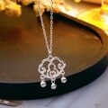 wholesale 999 Silver Maker's Gourd Ruyi Longevity Lock Necklace, Plain Silver Simple Design, Elegant and Versatile Collarbone Chain-0-0