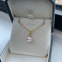 wholesale S925 Sterling Silver Glamorous Strong Pink Luster Pearl Necklace for Women, Classic Minimalist High-End Single Pearl Collarbone Chain-925 silver