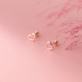 wholesale S925 Silver Stud Earrings for Women, Hollow Heart, Small and Delicate, Threaded Bead Ear Accessories G8861-0-2