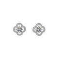 wholesale S925 Sterling Silver Moissanite Four-Leaf Clover Earrings Women's New High-End Stud Earrings Unique Design 50 Points-0-4