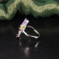 wholesale S925 Sterling Silver Original Design Natural Peridot Ring with Flower, Garnet, and Crystal Colored Ring for Women-0-1