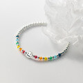 wholesale S925 silver colorful bracelet Korean version small fresh sweet girlish heart colored bead cloud pattern jewelry S4841-0-1