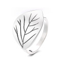 wholesale S925 Silver Cloud Tide Pavilion Natural Small Fresh Leaf Creative Design Niche Literary Fashion Versatile Openable Ring-0-4