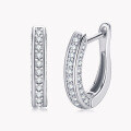 Sterling Silver Moissanite U-Shaped Earrings, French Vintage Design, Wholesale-0-8