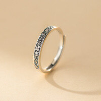 wholesale S925 Sterling Silver Literary Retro Exquisite Minimalist Niche Nothing Forbidden All Things Auspicious Ring R02847-S925 silver ring Adjustable opening