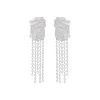 wholesale S925 Sterling Silver Geometric Square Tassel Earrings for Women, Irregular, Niche Textured with Concave-Convex Feel-Burnt Silver [Swimming] [with pure silver ear plugs] > 925 silver