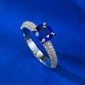 wholesale S925 Silver 1ct Sapphire Ring Size 65 Luxury Halo Setting European & American Style Ring for Women Drop Shipping-0-3