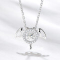 wholesale S925 Sterling Silver Maker's Angel Demon Guardian Necklace for Women, Ins Minimalist Elegant Pendant with Beating Heart Collarbone Chain-0-2