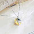 wholesale Metal material Astronaut series Japanese Korean style personalized trendy necklace high-end sense non-fading moon necklace collarbone chain-0-2