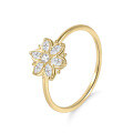 wholesale S925 Sterling Gold Plated Moissanite Flower Ring, Fade-Resistant and Stylish Small Ring-0-1