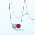 wholesale S925 Silver Rose Cultivation Ruby Necklace for Women, New European and American Light Luxury Style, with Colorful Gemstone Inlay, Collarbone Chain, Available for Wholesale from Manufacturers-0-1