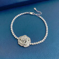 wholesale S925 silver new jewelry rose flower bracelet with high-carbon diamonds, small and trendy, designed for women-0-5