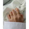 wholesale S925 Sterling Silver Geometric Flat Round Bead Ring, Korean Version Ins Style, Versatile for Women-0-2