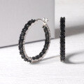 wholesale 925 Sterling Silver Fashionable and Unique Earrings, European and American Style Internet-Favorite Zircon Pink Sapphire Black Spinel Hoop Earrings-0-4