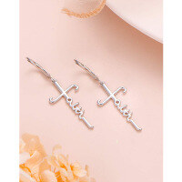 wholesale 925 Sterling Silver Cross Earrings for Women, TEMU New Arrival,FAITH-Platinum 925 silver