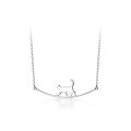 wholesale S925 Sterling Silver Korean Version Sweet and Lovely Small Kitten Necklace for Women, Elegant Animal-themed Arc Collarbone Chain D7324-0-4