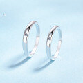 wholesale S925 Sterling Silver Moissanite Couple Rings, Unisex Plain Silver Bands, Minimalist Matching Rings for Valentine's Day Gift-0-1