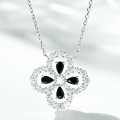 925 Silver Four-Leaf Clover Necklace Women's Red Gangyu Full Diamond High-End Craftsmanship Clavicle Chain-0-2