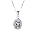 wholesale 925 Sterling Silver Full Pave Oval Moissanite Pigeon Egg Necklace for Women, Simple and Fashionable, Ready to Ship Wholesale-0-4