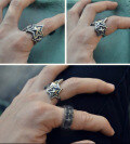 wholesale 925 Silver Vintage Five-Point Star Ring for Women, Korean Ins Fashion Retro Distressed Japanese-Style Open Star Ring-0-1
