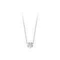 wholesale S925 Silver Four-Leaf Flower Necklace for Women, Korean-style Sweet Flower with Diamond Accents, Petite Collarbone Chain Necklace D8907-0-4
