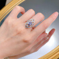 wholesale S925 Silver Simulated Sapphire 6*8mm Oval French Waltz Ring Vintage Style-0-3