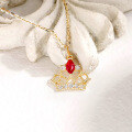 wholesale 18K Gold Artli Jewelry New British Retro High Ruby Crown Necklace, Queen Style-0-2