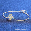 Sterling Silver Moissanite Four-Leaf Clover Dainty Minimalist Wholesale Bracelet-0-1