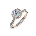 S925 Sterling Silver Moissanite Princess Runaway Hand-Bouquet Two-Tone Ring-0-3
