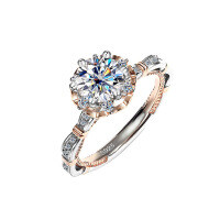 S925 Sterling Silver Moissanite Princess Runaway Hand-Bouquet Two-Tone Ring-[Super Sparkling Zircon] 1 Carat Ring  Adjustable Opening