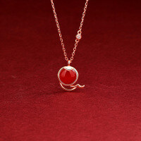 wholesale S925 Sterling Silver Red Agate Spiritual Snake Necklace for Women, New Chinese Style Zodiac Year of the Snake Collarbone Chain, New Year Gift-Chinese Zodiac Snake Necklace - Rose Gold &gt; 925 Silver