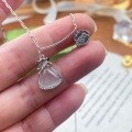 wholesale S925 Sterling Silver Micro-Inlaid Lucky Small Pouch Chalcedony Women's Fashion Minimalist Pouch Drop Versatile Collarbone Necklace-0-3