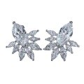 wholesale S925 Sterling Silver Marquise Stud Earrings for Women, Fashionable Commuter Style with Inlaid Design-0-4